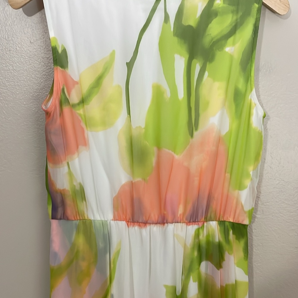 Calvin Klein White Maxi Dress with Pink and Green Floral Print - Picture 8 of 8
